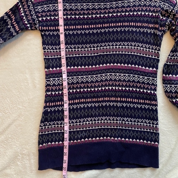 Mossimo Blue Geometric Striped Fitted Knit Cotton Pullover Sweater Women's Sz XS - Picture 6 of 6